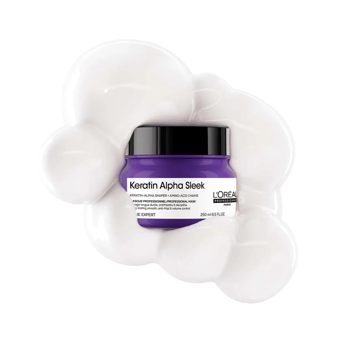 Keratin Alpha Sleek Professional Hair Mask von L’Oréal Professionnel, eine glättende Haarmaske.