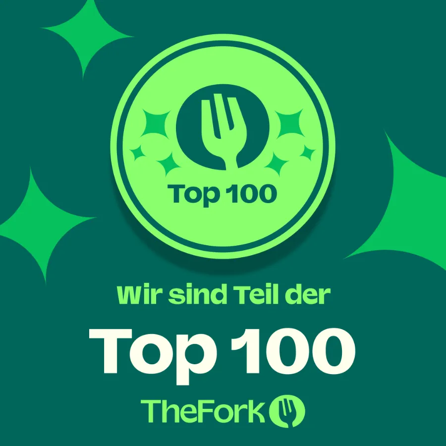 Grünes Siegel von TheFork: „Top 100 – Wir sind Teil der Top 100“.